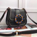 Imitation Miu Miu Goat Leather Shoulder Bag Black 5BD034 VS06868