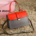 Imitation miu miu Madras Goat Leather Top Handle Bag RN1108 Orange&Grey VS03344