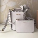 Imitation Miu Miu Original Calf Leather Bucket Bag White 5BE012 VS08476