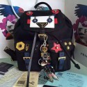 Imitation Prada Robot Fabric Backpack Black and White 1BZ677 VS04789
