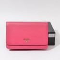 Imitation Prada Saffiano Leather Crossbody Wallet Bag 1M1361 in Peach with Gold Hardware XZ VS07327