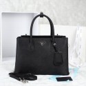 Imitation Prada Twin Saffiano Leather Cuir Tote BN2748 in Black LSS VS02899