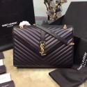 Imitation Saint Laurent Classic Large Monogram Shoulder Bag in Black Grained Matelasse 396910 VS07100