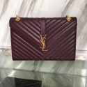 Imitation Saint Laurent Monogram Large Grained Chain Shoulder Bag Burgundy Y230310 VS00725