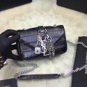 Imitation Saint Laurent Small Chain Purse in Black Croco Leather 201140 VS08767
