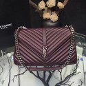 Imitation Saint Laurent Top Handle Bag in Burgundy Matelasse Leather 392738 VS09044