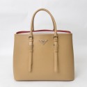 Imitation Top Prada Twin Saffiano Leather Cuir Large Tote BN2820 in Apricot with Silver Hardware XZ VS01261