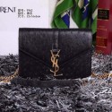 Imitation Yves Saint Laurent Classic Ostrich Leather Flap Bag Y9962 Black VS07973