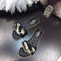 Knockoff AAA Chanel Pearl Slipper Sandals Black CH073001 VS01252