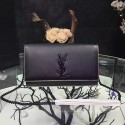 Knockoff AAAAA Saint Laurent Gourmette Chain Shoulder Bag in Black Grained Leather 354118 VS04385