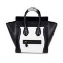 Knockoff Celine Luggage Mini Boston Tote Bag Ferrari Leather CL3308 Black&White VS04026