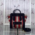 Knockoff Celine Luggage Nano Bag Fabric CTA3309 Black&Red VS01413