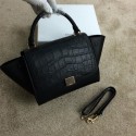 Knockoff Celine mini Trapeze Bag Corco Leather CL005 Black VS05326