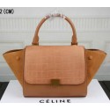 Knockoff Celine MINI Trapeze Bag Croco Leather CT3345 Wheat VS00774