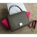Knockoff Celine mini Trapeze Bag Original Leather CL005 Khaki&Rose VS02057