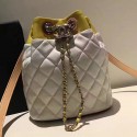 Knockoff Chanel Small Drawstring Bag in White Lambskin and Resin A93730 VS07947