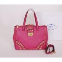Knockoff Cheap Prada Saffiano Leather Tote With Metal Studs Bag B2752M Rosy VS00293