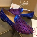 Knockoff Christian Louboutin Blue and Purple Patent Leather Rollerboy Spikes CL1210 VS07396