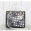Knockoff Dior Star Cutout Leather Lady Dior Bag D0666 Black VS01793