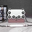 Knockoff Fendi Kan I Small Pink and White Leather Mini Bag 8M03812 VS03489