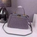 Knockoff Fendi mini Peekaboo Bags Rabbit Fur FD2311 Grey VS00681