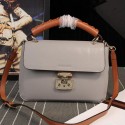 Knockoff Gucci Clafskin Leather Top Shoulder Bag 387652 Grey VS07141