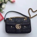 Knockoff Gucci GG Marmont Matelasse Shoulder Bag Black 443497 VS04995