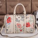 Knockoff Gucci Medium Boston Bag Linen 247205 White VS00485