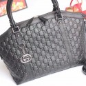 Knockoff Gucci Signature Leather Top Handle Bag Black 341503 VS07895