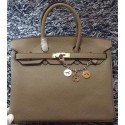 Knockoff Hermes Birkin 35CM Tote Bag Litchi Leather HB35GL Grey VS03403