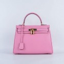 Knockoff Hermes Kelly 28cm Shoulder Bags Sakura Grainy Leather Gold VS03200
