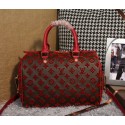 Knockoff Louis Vuitton Embroider Leather Speedy Bandouliere 30 M40762 Red VS07297