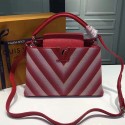 Knockoff Louis Vuitton Taurillon Leather Capucines PM Red M42259 VS04456