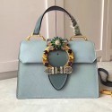Knockoff Miu Miu Crystal Goat Leather Top Handle Bag Light Blue 5BH1108 VS09760