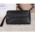 Knockoff Prada Calfskin Leather Clutch P51462 Black VS01304