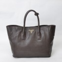 Knockoff Prada Large Tote BN2694 in Dark Coffee Calfskin Leather with Gold Hardware XZ VS04490