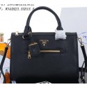 Knockoff Prada Litchi Leather Top Handle Bags PBL2663 Black VS01559