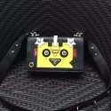 Knockoff Prada Robot Original Calf Leather Shoulder Bag Black and Yellow 1BD055 VS03542