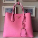 Knockoff Prada Twin Saffiano Leather Cuir Large Tote BN2756 in Pink with Gold Hardware Mingd VS09130