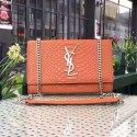 Knockoff Saint Laurent Monogramme Shoulder Bag in Orange Crocodile Embossed Leather Y1883 VS08573