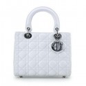 Lady Dior Bag mini Bag White Original Sheepskin Leather D44551 Silver VS06963