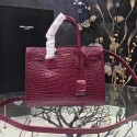 Large Saint Laurent Baby Sac De Jour Bag in Burgundy Croco Leather Y12131 VS08972