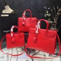 Large Saint Laurent Baby Sac De Jour Bag in Red Croco Leather Y12131 VS01185