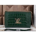 Louis Vuitton Chain Louise Shoulder Bag Croco Leather M41959 Green VS00223