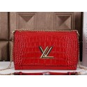 Louis Vuitton Chain Louise Shoulder Bag Croco Leather M41959 Red VS01640