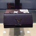 Louis Vuitton Litchi Leather LOUISE WALLET M60766 Black VS01294