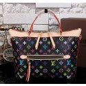 Louis Vuitton Monogram Multicolore Bastille MM Tote Bag M41168 Black VS04719