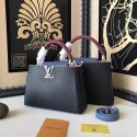 Louis Vuitton Taurillon Leather Capucines PM Black and Blue M42237 VS04323