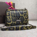 Louis Vuitton Wave Calf Leather Leopard Print Twist MM Yellow M50280 VS02928