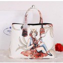 Luxury 2015 Prada Saffiano Cuir Leather Tote Bag BN2756 OffWhite VS03693